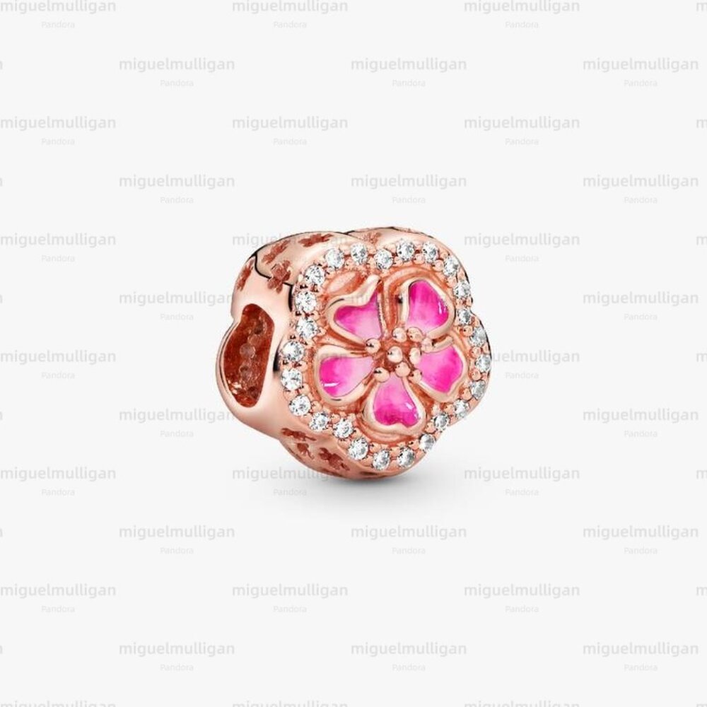 Pandora Pink Sparkling Peach Blossom Flower Charm